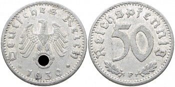ГЕРМАНИЯ 50 РЕЙХСПФЕННИГОВ 1939 F KM 96 алюминий 3856-755