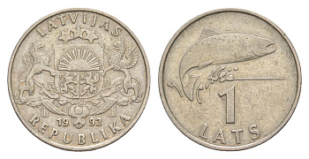 Латвия 1 лат 1992 KM 12 медно-никель 4647-955