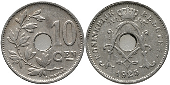 БЕЛЬГИЯ 10 САНТИМОВ 1925 BELGIE KM 86 медно-никель 4179-1045