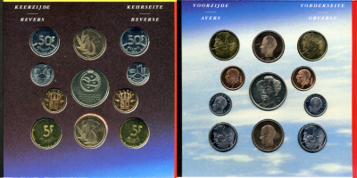 Бельгия набор из 10 монет + жетон монетного двора 1992 Belgie-Belgique, астронавт доктор Дирк Фримаут, в оригинальном буклете, в запайке  KM MS 4   BUNC  6-5-3-21