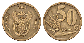 ЮАР 50 центов 2006 Зантедеския Эллиота (калла), герб, год-тип KM 489 сталь плакированная бронзой 4694-1013