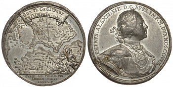 Россия медаль 1713 сражение у реки Пялькане 6 октября 1713, чекан XIX века, диаметр 47,7 мм, вес 40,0 г Дьяков 45.5 цинк 00-818-53