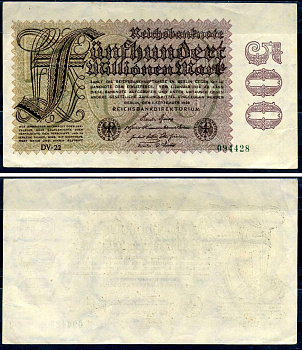 Германия 500000000 марок 1923 1 сентября 1923 Pick 110 d бумага 7552-72-1-2