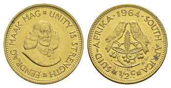 ЮАР 1/2 цента 1964 Ян ван Рибек KM 56 латунь UNC 4603-741