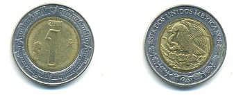 Мексика 1 песо 2001 KM 603 биметалл 176-1242