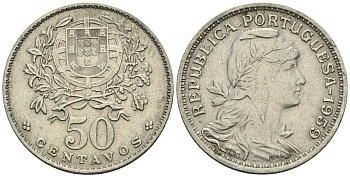 Португалия 50 сентаво 1959 KM 577 медно-никель 4148-337