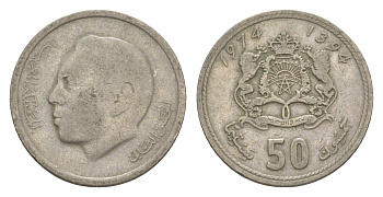 Марокко 50 сантимов 1974 Y 62 медно-никель 4613-356