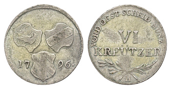 Передняя Австрия 6 крейцеров 1796 H, Франц II (1792-1835) KM 20 серебро 1518-233