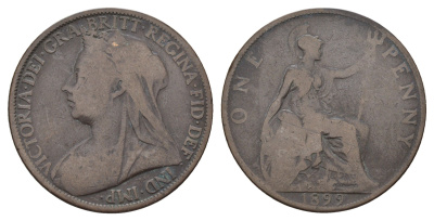 Великобритания 1 пенни 1899 Виктория (1837-1901) KM 790, Spink 3961 бронза 37-342