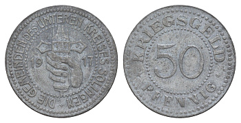 Золинген 50 пфеннигов 1917 Funck 509.1A, Men18 29551.1 цинк 4657-1127