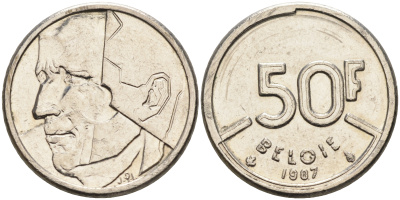 Бельгия 50 франков 1987 Belgie, Бодуэн I (1948-1993) KM 169 никель    4595-1036