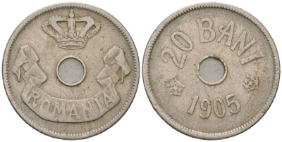 Румыния 20 бань (бани) 1905 Кароль I (1881-1914) KM 33 медно-никель 4616-836