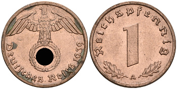 Германия 1 рейхспфенниг 1939 A KM 89, J 361 бронза 4608-629