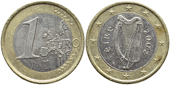 Ирландия 1 евро 2002 KM 38 биметалл 4397-133