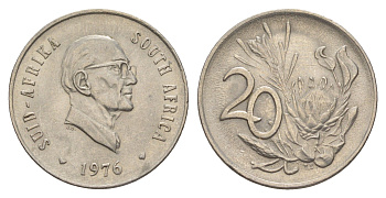 ЮАР 20 центов 1976 Окончание президентства Якобуса Йоханнеса Фуше KM 95 никель 4603-941