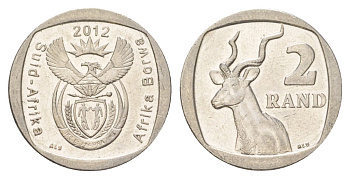 ЮАР 2 ранда 2012 KM 498 медь плакированная никелем 4628-325