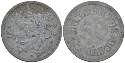 Веймар (Саксен-Веймар-Эйзенах) 50 пфеннигов 1918 Funck 586.2, Men18 33100.2, Men18 33100.3 цинк 4591-312