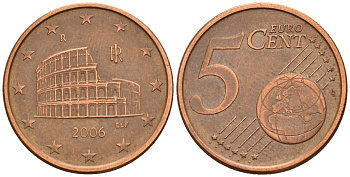 Италия 5 евроцентов 2006 KM 212 сталь плакированная медью 4147-744