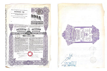 Румыния, Нефтяная компания Конкордия, CONCORDIA Societe Anonyme Roumaine Pour l'industrie du Petrole акция в 250 лей 1920    бумага   510-21-1