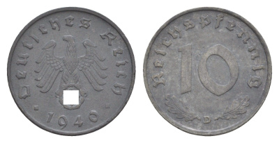 Германия 10 рейхспфеннигов 1940 D KM 101, J. 371 цинк 4647-826
