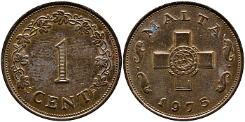 Мальта 1 цент 1975 KM 8 бронза 4382-1132