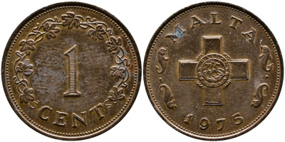 Мальта 1 цент 1975 KM 8 бронза 4382-1132