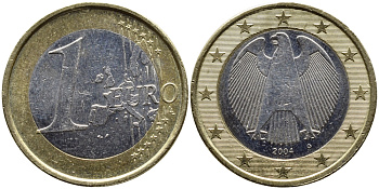 ФРГ 1 евро 2004 G KM 213 биметалл 4390-1053
