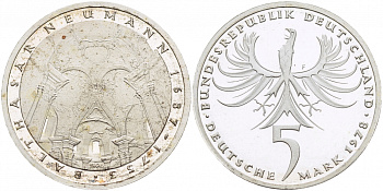 ФРГ 5 МАРОК 1978 J, 225 ЛЕТ СО ДНЯ СМЕРТИ ИОГАННА БАЛЬТАЗАРА НЕЙМАНА KM 148, J. 423 серебро PROOF 1087-2-64