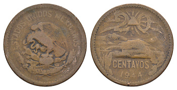 Мексика 20 сентаво 1944 KM 439 бронза 4646-321