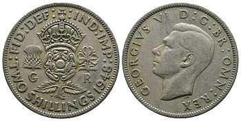 Великобритания 2 шиллинга (флорин) 1948 Георг VI (1936-1952) KM 865, Spink 4102 медно-никель 4381-1143