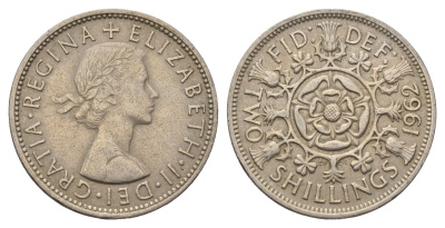 Великобритания 2 шиллинга (флорин) 1962 Елизавета II (1952-2022) KM 906, Spink 4146 медно-никель 4692-414