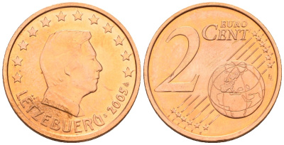 Люксембург 2 евроцента 2005 KM 76 сталь плакированная медью UNC 4147-812