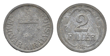 Венгрия 2 филлера 1944 BP KM 519 цинк 4665-618