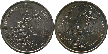 Португалия 200 эскудо 1998 Путешествие Васко да Гамы в Индию 1498 года - Южная Африка, Наталь KM 710 медно-никель UNC 4677-413