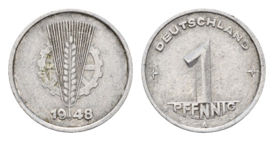 ГДР 1 пфенниг 1948 A KM 1 алюминий 192-137