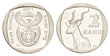 ЮАР 2 ранда 2011 KM 505 медь плакированная никелем UNC 4628-313