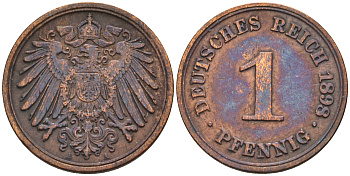 Германия 1 пфенниг 1898 A KM 10, J. 10 медь 4594-1237