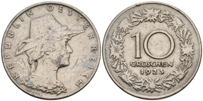Австрия 10 грошей 1925  KM 2838 медно-никель    4153-223