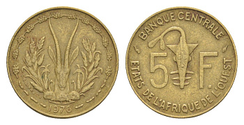 Западная Африка (BCEAO) 5 франков 1976 KM 2a медь алюминий никель 4640-624