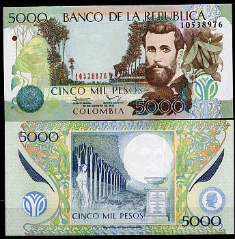 Колумбия 5000 песо 2012 20 августа 2012, Хосе Асунсьон Сильва Pick 452 n  бумага  UNC (пресс) 7202-3-2
