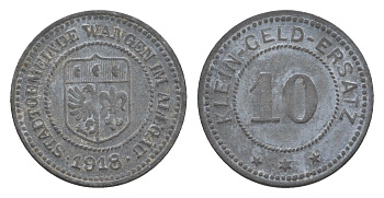 Ванген-им-Алльгой 10 пфеннигов 1918 Funck 572.2, Men05 26036.2, Men18 32755.2 цинк 4636-754