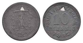 Франкфурт-на-Майне 10 пфеннигов 1917 Funck 136.1, Men05 7947.2, Men18 9918.2 цинк 4636-1152