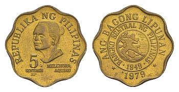 Филиппины 5 сентимо 1979 KM 225 латунь UNC 4649-214