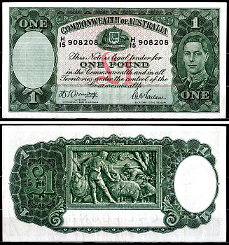 Австралия 1 фунт ND (1941-1948) выпуск (1938-1952), signatures: Armitage & McFarlane, Георг VI Pick 26 b бумага 451-709-2