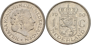 Нидерланды 1 гульден 1980 Юлиана (1948-1980) KM 184a никель 4187-827