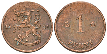 Финляндия 1 пенни 1924 KM 23 медь 4174-256