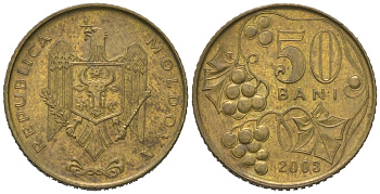 Молдавия (Молдова) 50 бани 2003 KM 10 сталь плакированный латунью 4580-538