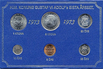 ШВЕЦИЯ НАБОР ИЗ 6 МОНЕТ 1973 04-062-202