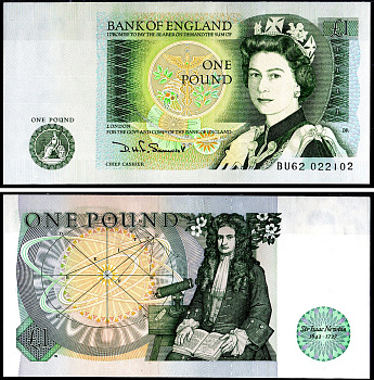 Великобритания 1 фунт ND (1978-1984) Pick 377 b бумага UNC 7551-35-2-1
