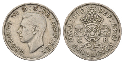 Великобритания 2 шиллинга (флорин) 1949 Георг VI (1936-1952) KM 878, Spink 4107 медно-никель 4692-334